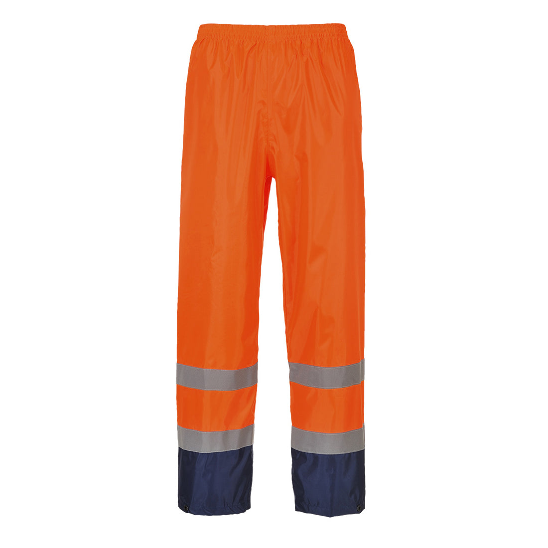 Portwest Hi-Vis Contrast Classic Rain Trousers in Orange/Navy, main product image