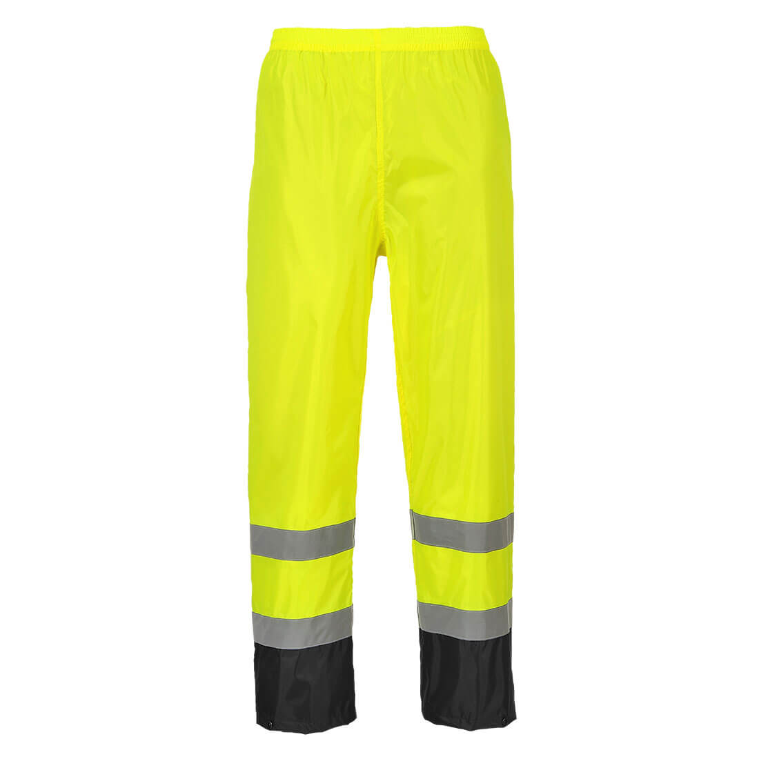 Portwest Hi-Vis Contrast Classic Rain Trousers in Yellow/Black, image 2