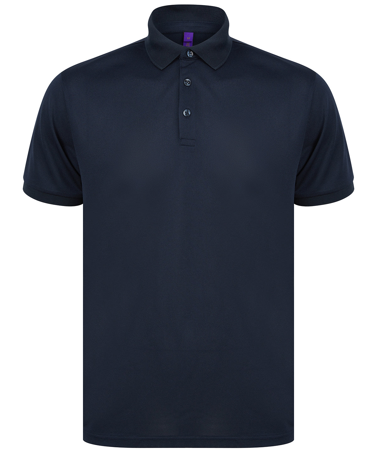 Henbury Recycled polyester polo shirt in Navy, front view
