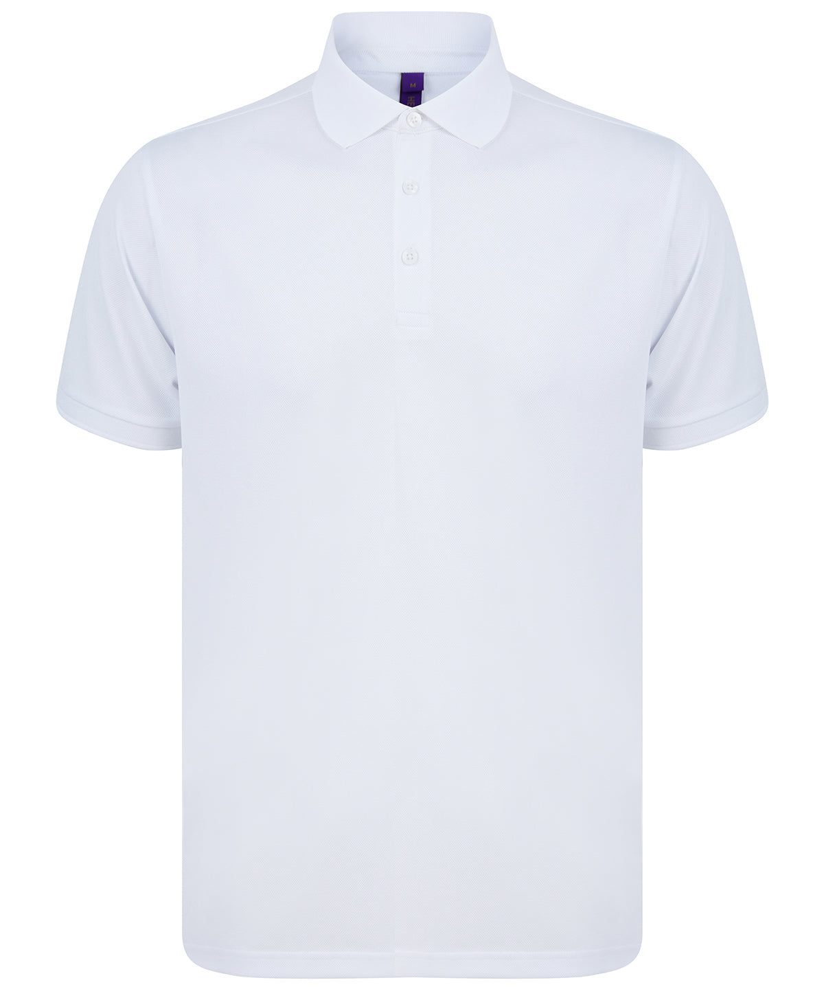 Henbury Recycled polyester polo shirt in White, front view