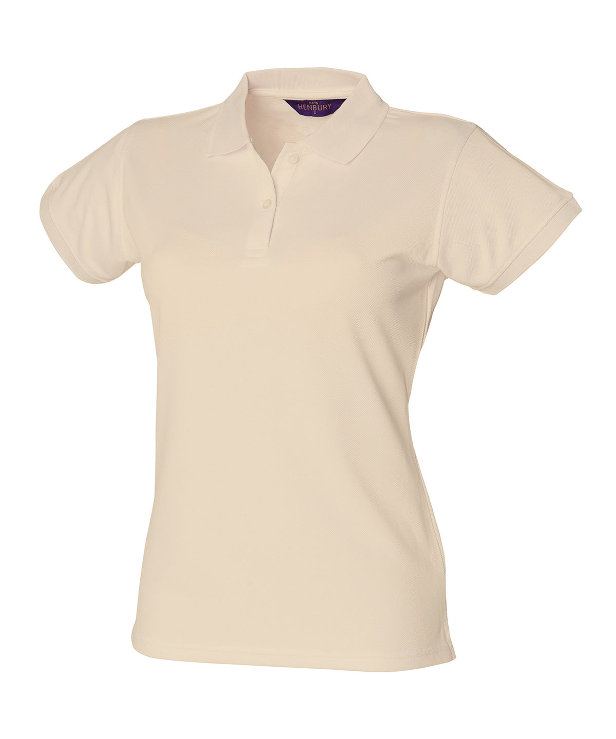 Henbury Women's Coolplus polo shirt in Natural, front view