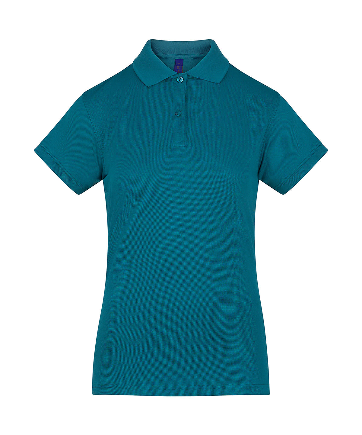 Henbury Women's Coolplus polo shirt in Teal, front view