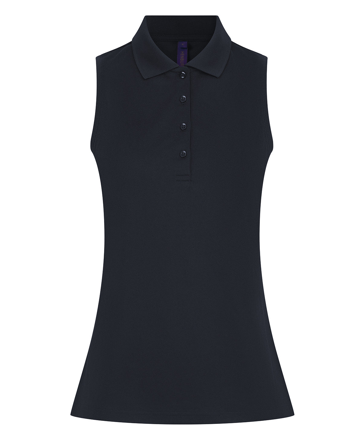 Henbury Women’s sleeveless Coolplus polo shirt in Navy, front view
