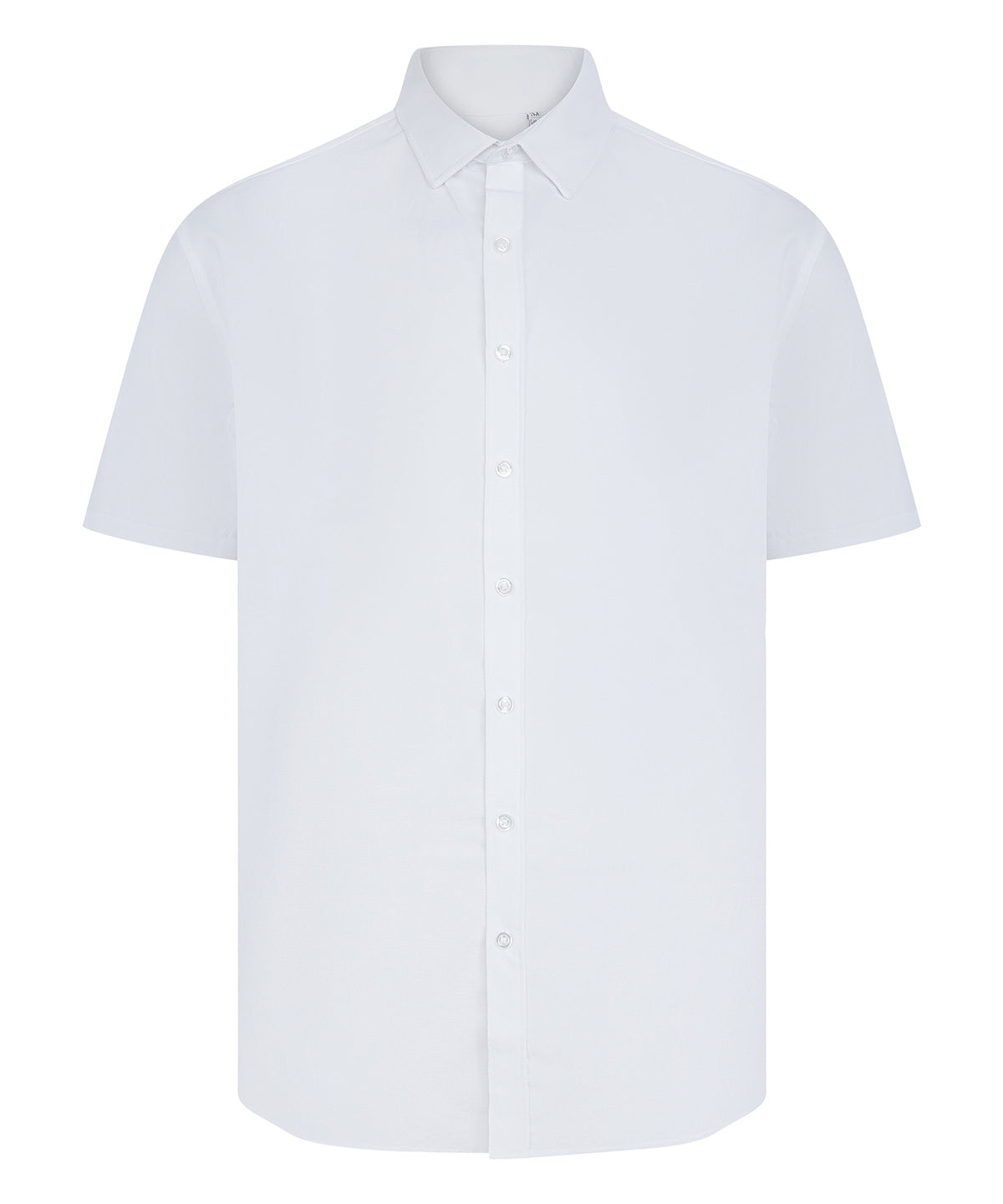 Henbury Short sleeve ‘cotton-feel’ Coolplus shirt in White, front view