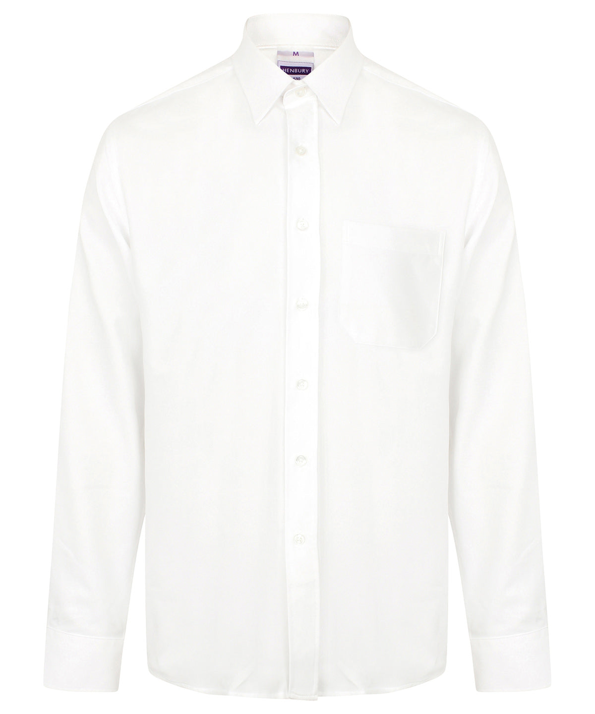 Henbury Wicking antibacterial long sleeve shirt in White, front view