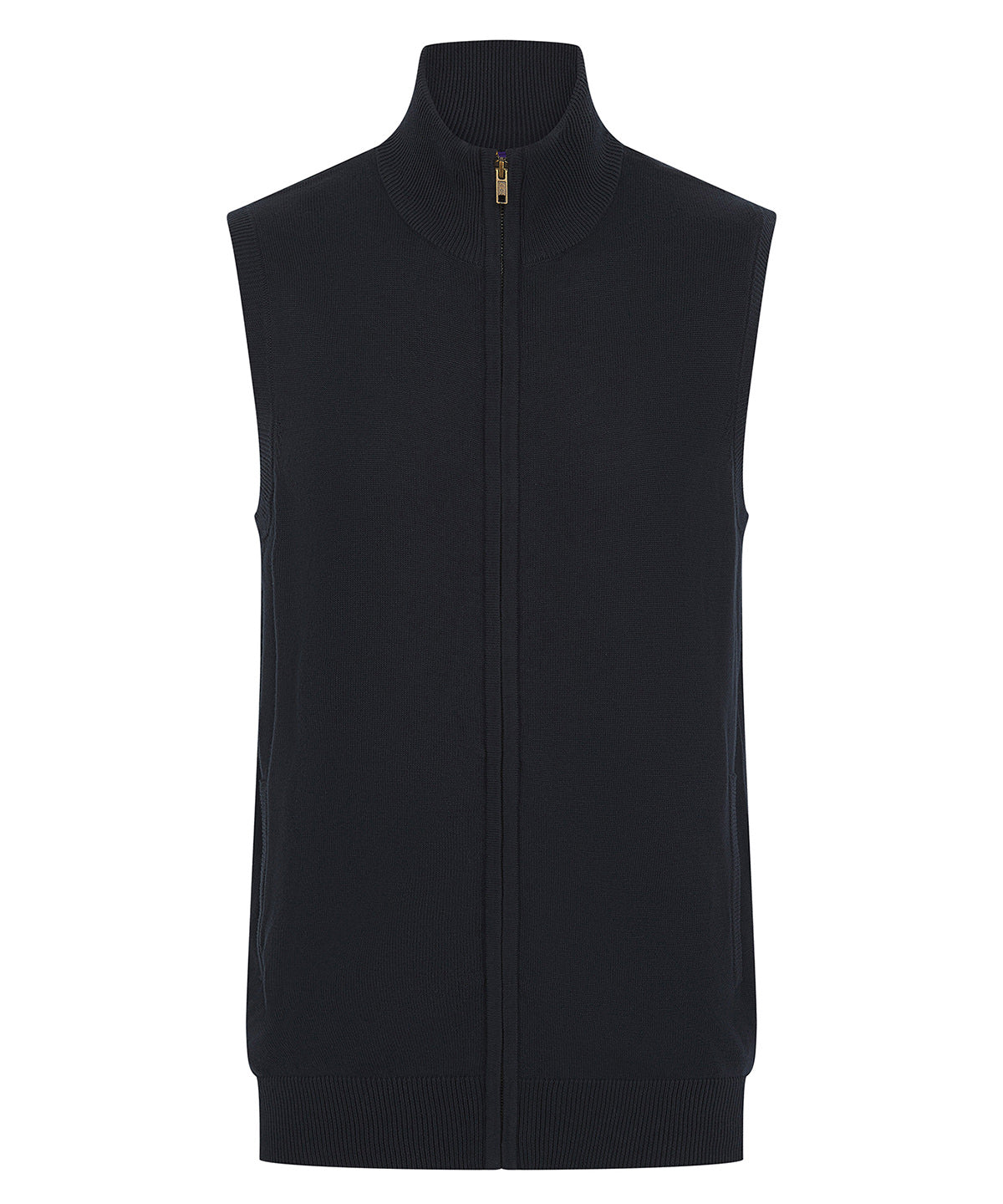 Henbury Sleeveless zip-through jumper in Navy, front view