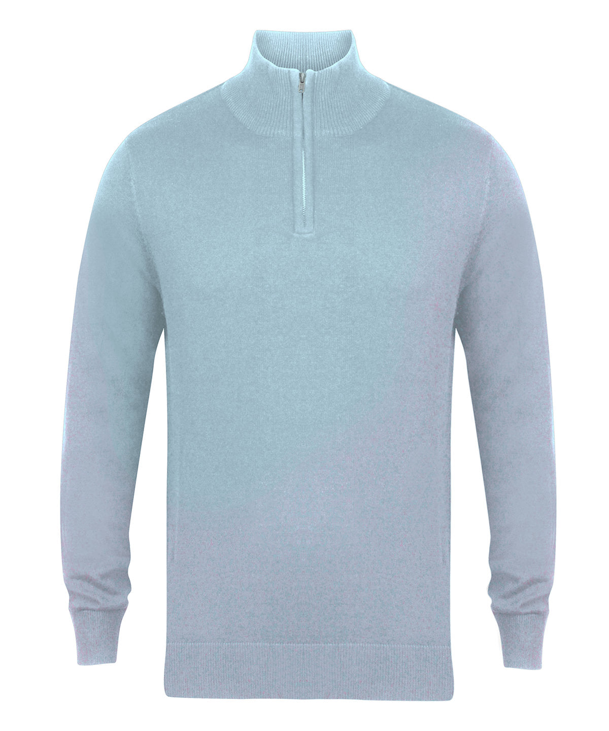 Henbury ¼ zip jumper in Light Heather, front view