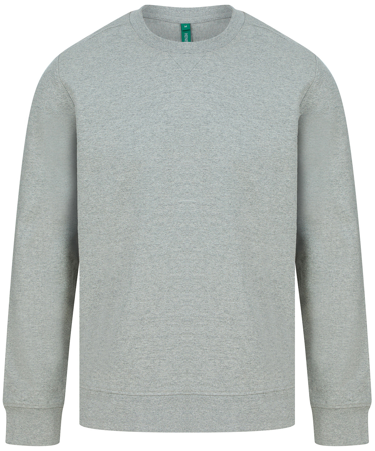 Henbury Unisex sustainable sweatshirt in Heather Grey, front view
