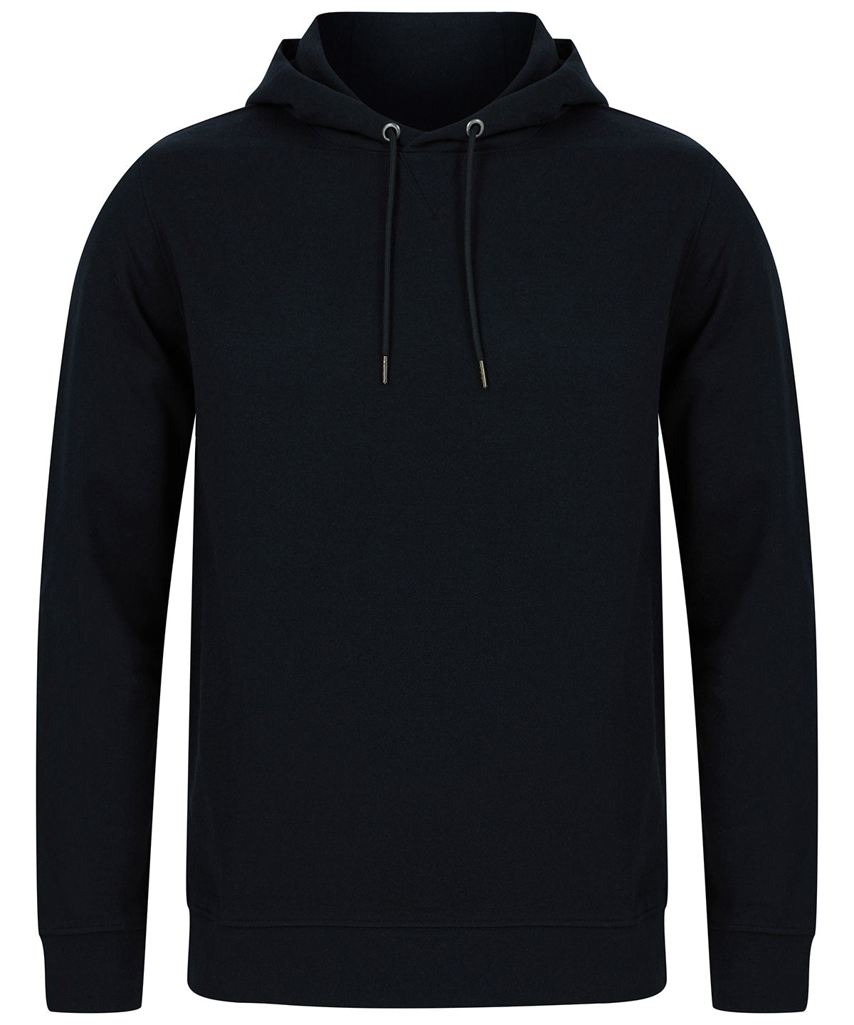 Henbury Unisex sustainable hoodie in Black, front view