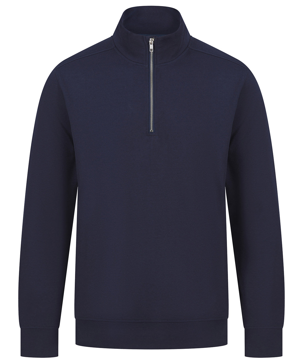 Henbury Unisex sustainable ¼-zip sweatshirt in Navy, front view
