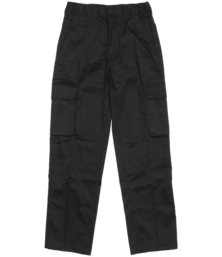 Warrior Ladies Cargo Trousers in Black, front view
