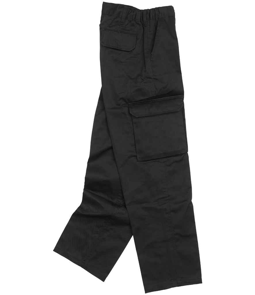 Warrior Ladies Cargo Trousers in Black, side view