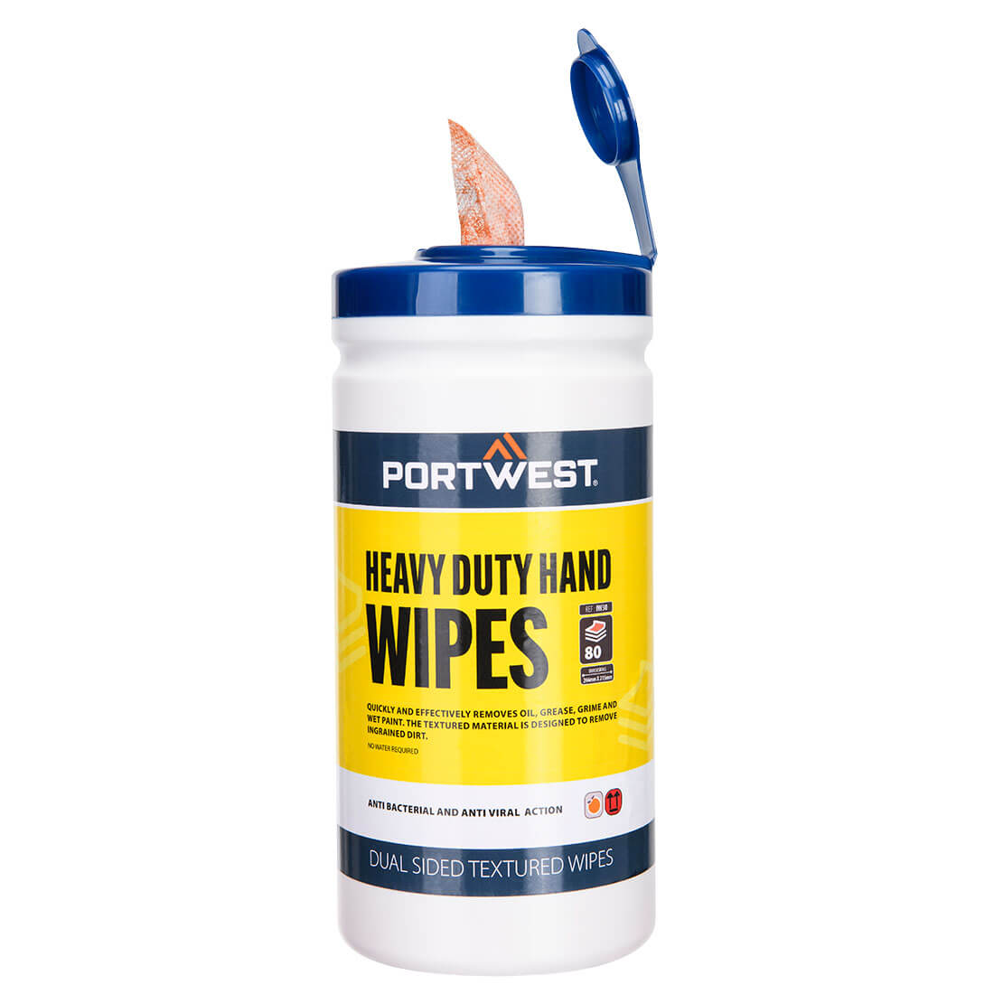 Portwest Heavy Duty Hand Wipes (80 Wipes) in Orange, main product image