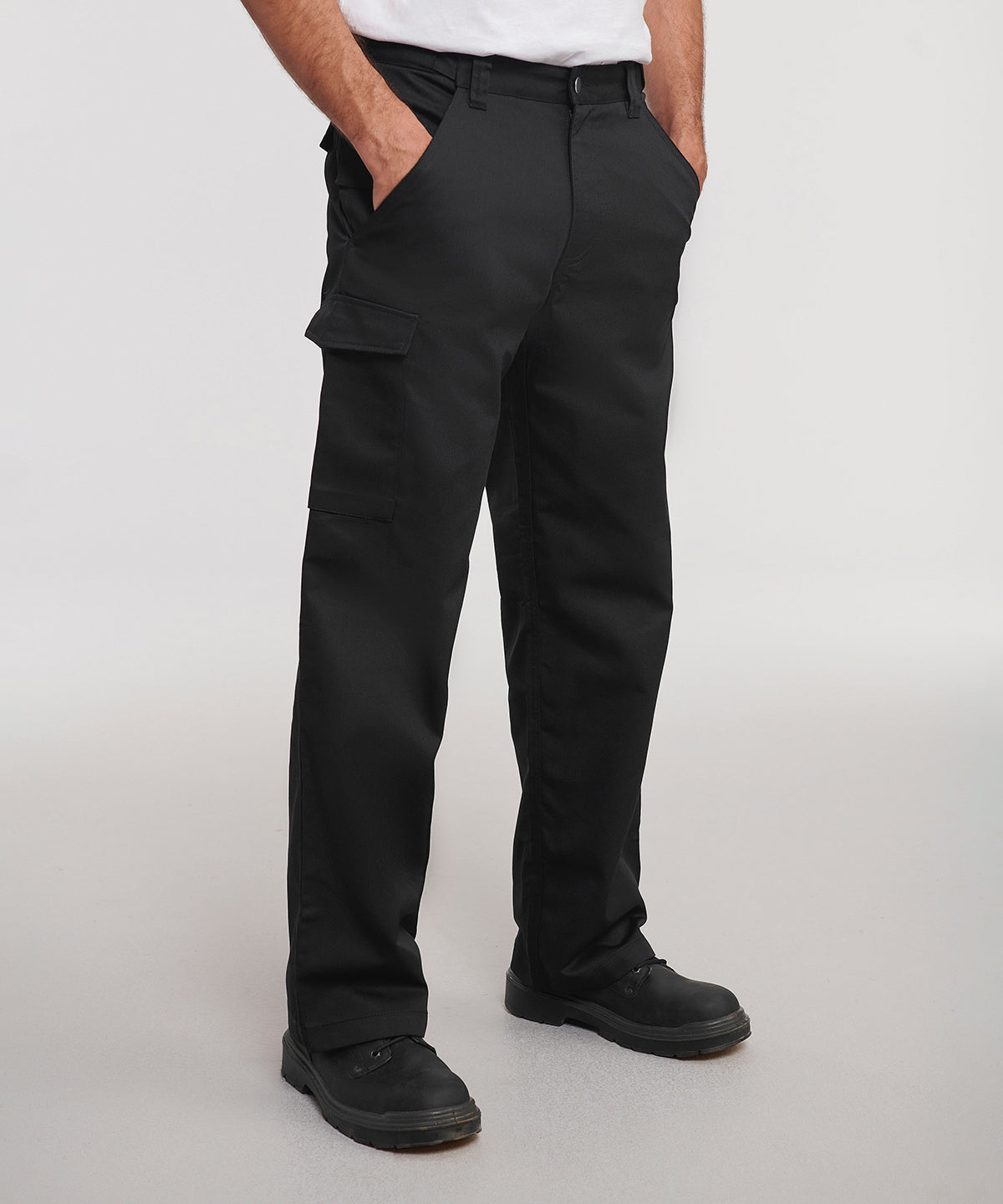Russell Athletic Polycotton twill workwear trousers, lifestyle photo