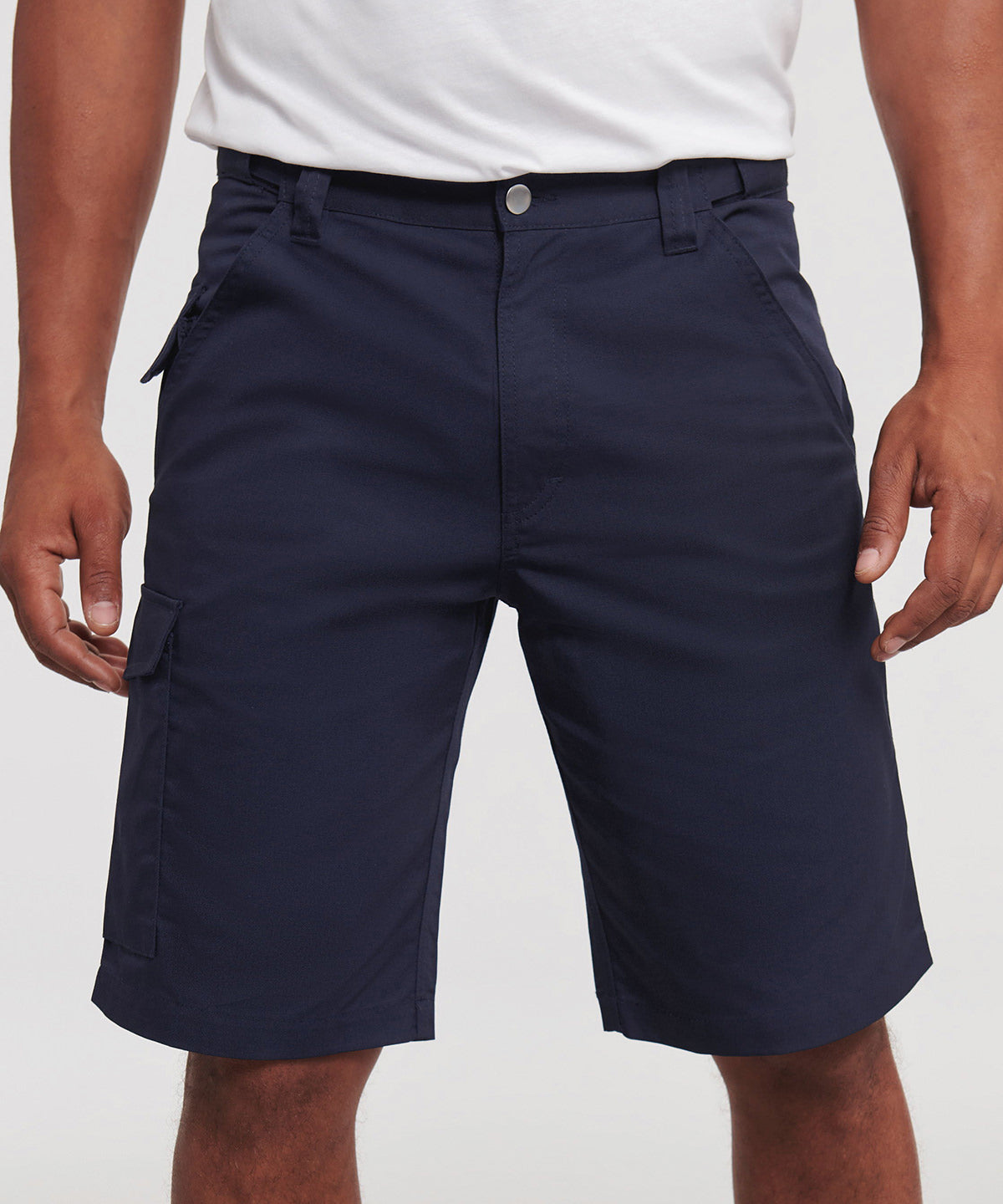Russell Athletic Polycotton twill workwear shorts, lifestyle photo