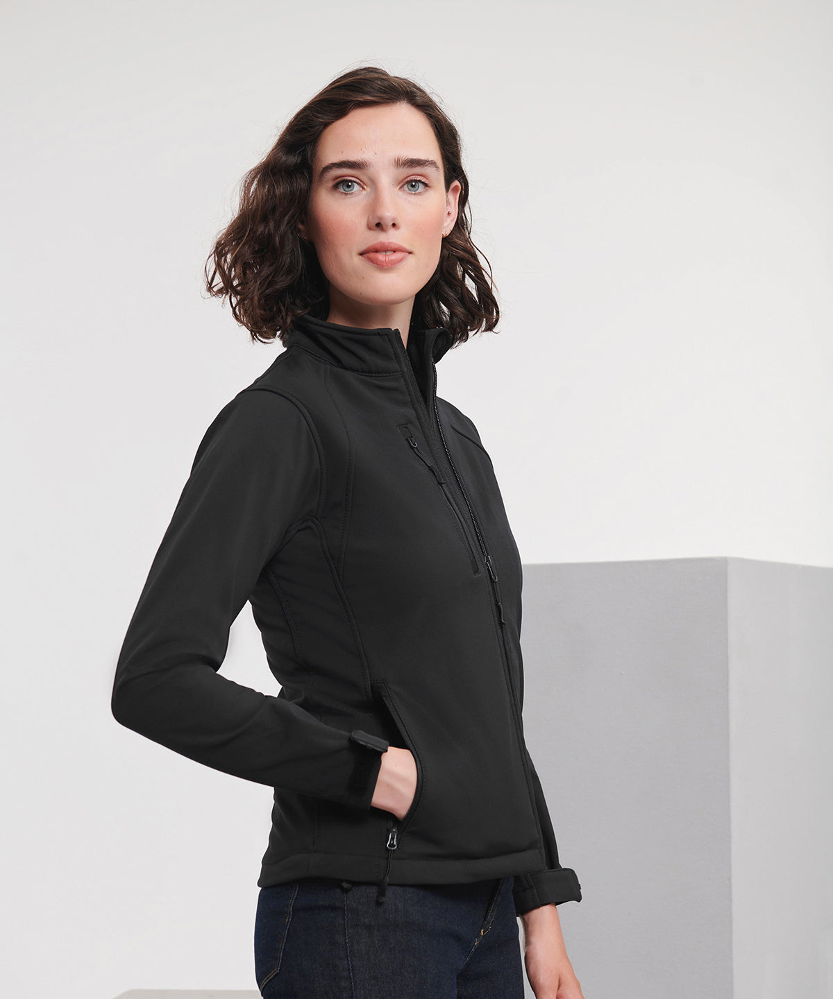 Russell Athletic Women's softshell jacket, lifestyle photo