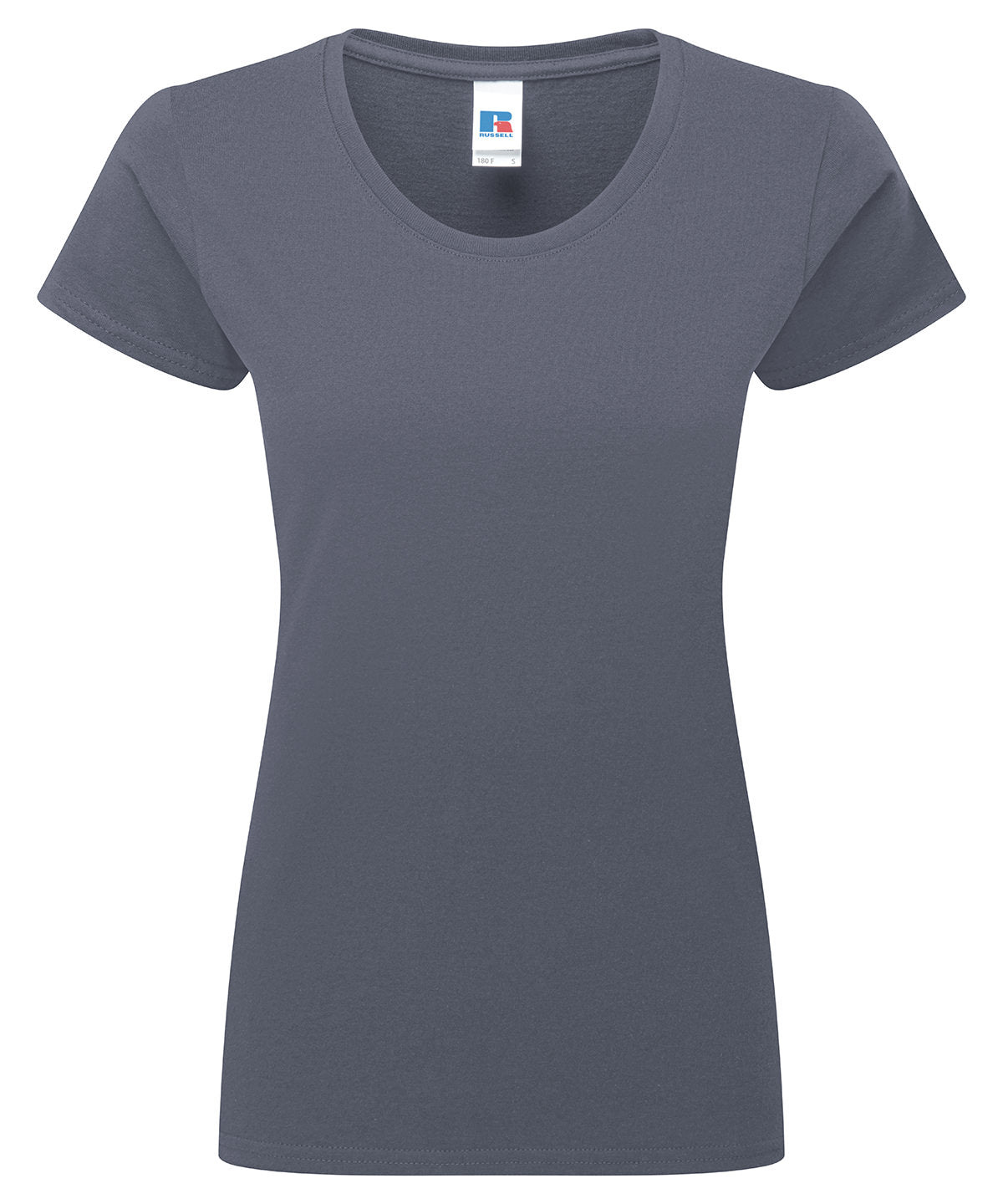 Russell Athletic Women’s authentic classic t-shirt in Convoy Grey, front view