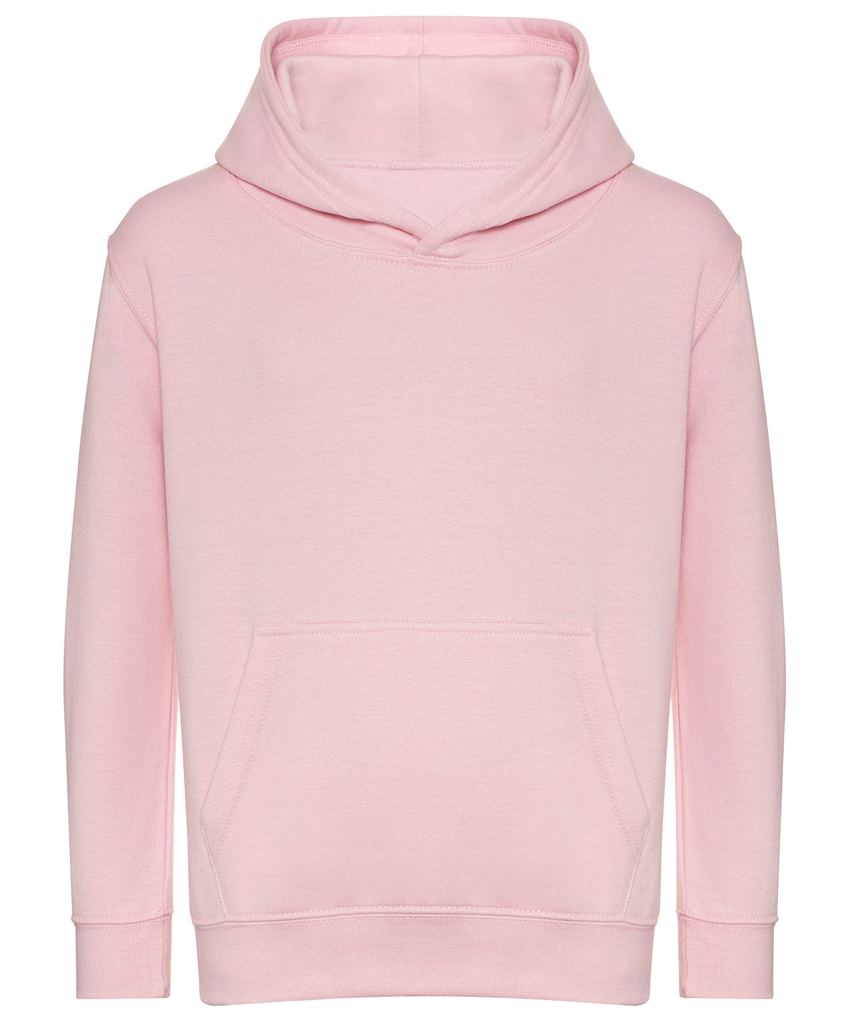 AWDis Just Hoods Kids organic hoodie in Baby Pink, front view