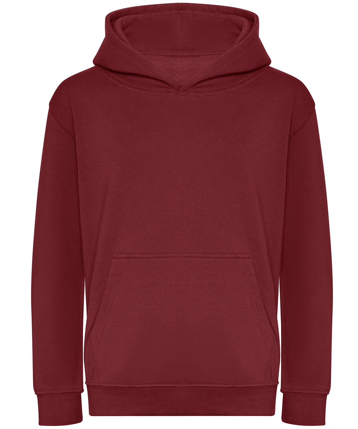 AWDis Just Hoods Kids organic hoodie in Burgundy, front view