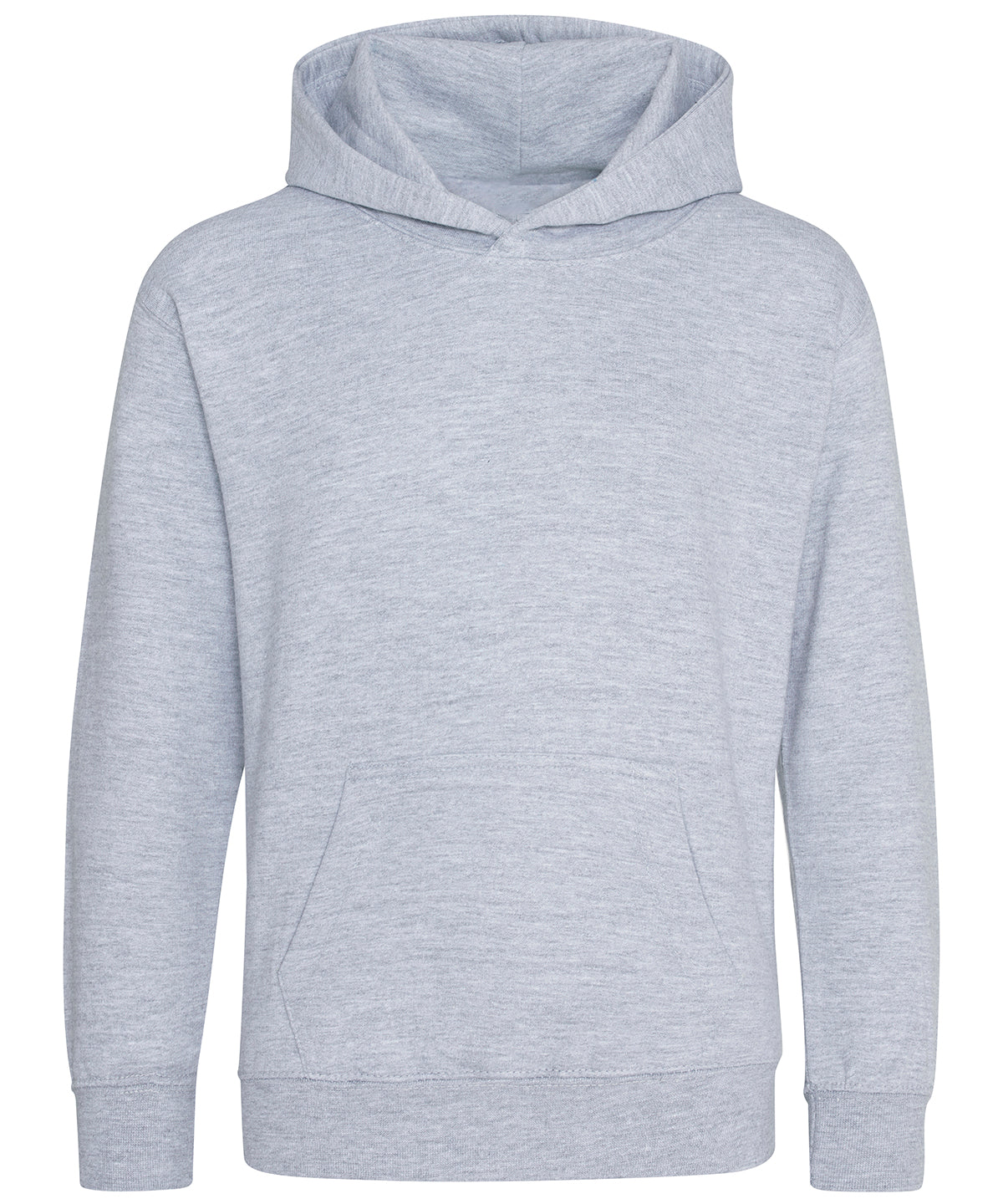 AWDis Just Hoods Kids organic hoodie in Heather Grey, front view
