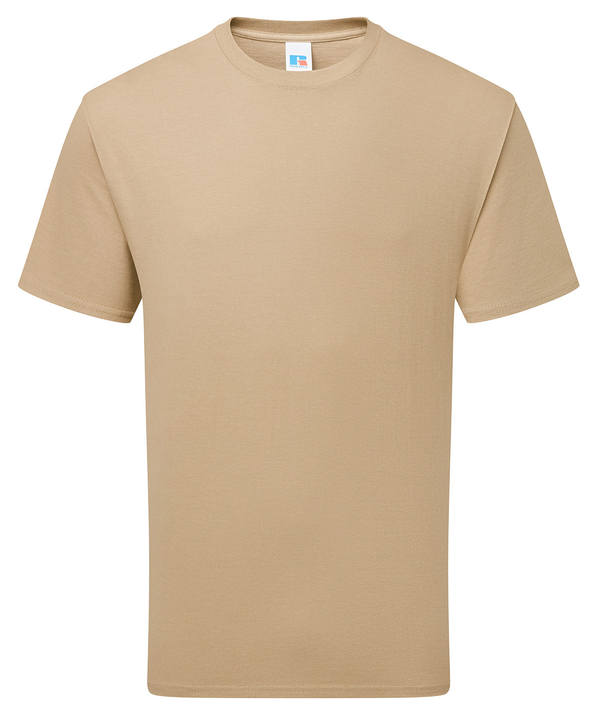 Russell Athletic Classic heavyweight ringspun t-shirt in Tan, front view