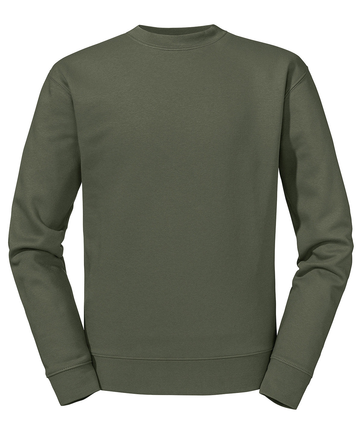 Russell Athletic Set-in sleeve sweatshirt in Olive, front view