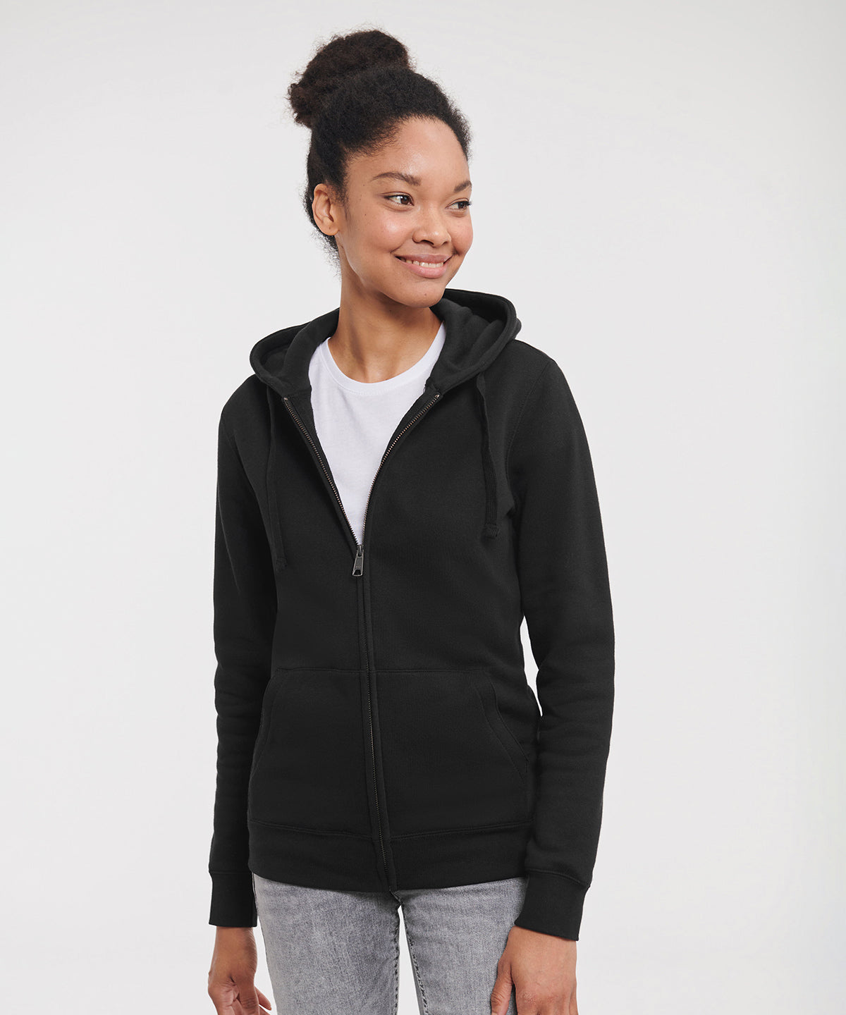 Russell Athletic Women's authentic zipped hooded sweatshirt, lifestyle photo