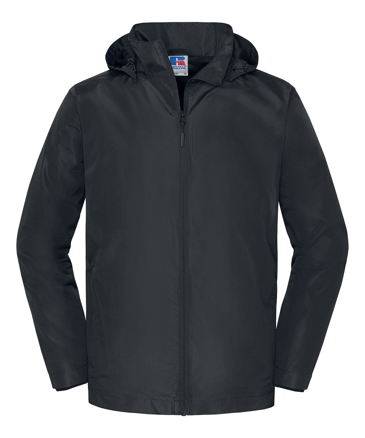 Russell Athletic Essential weather shell jacket in Black, front view