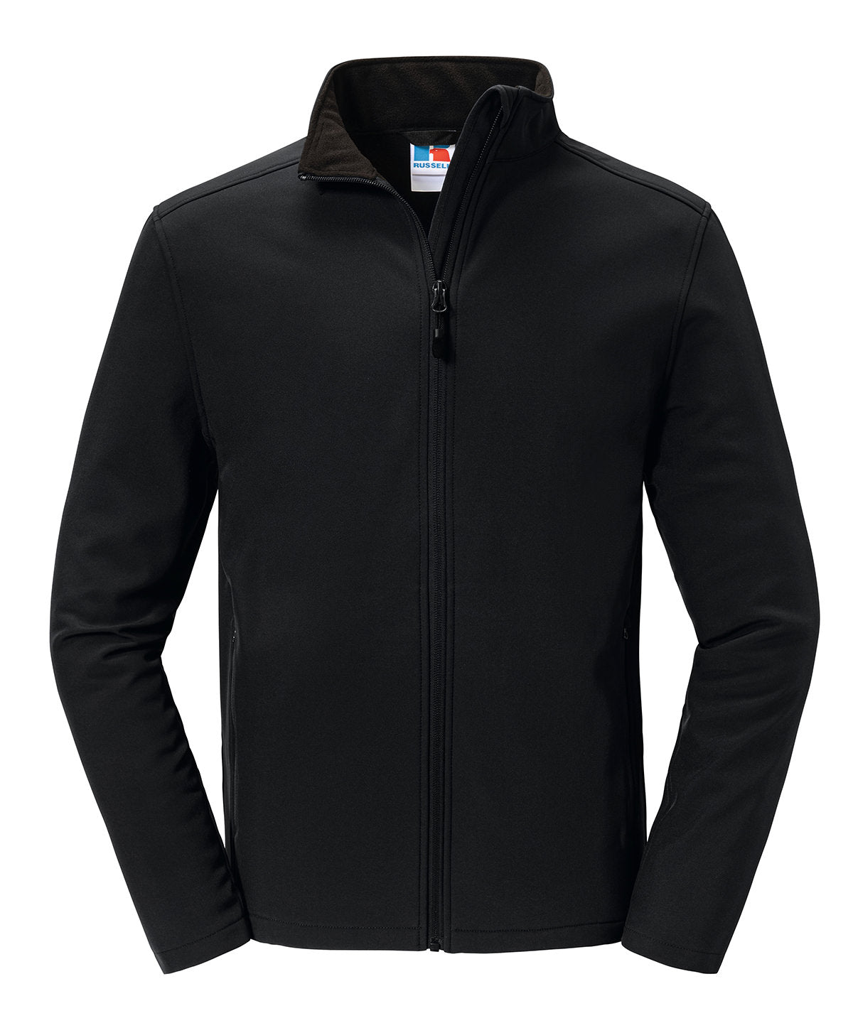 Russell Athletic Essential softshell jacket in Black, front view