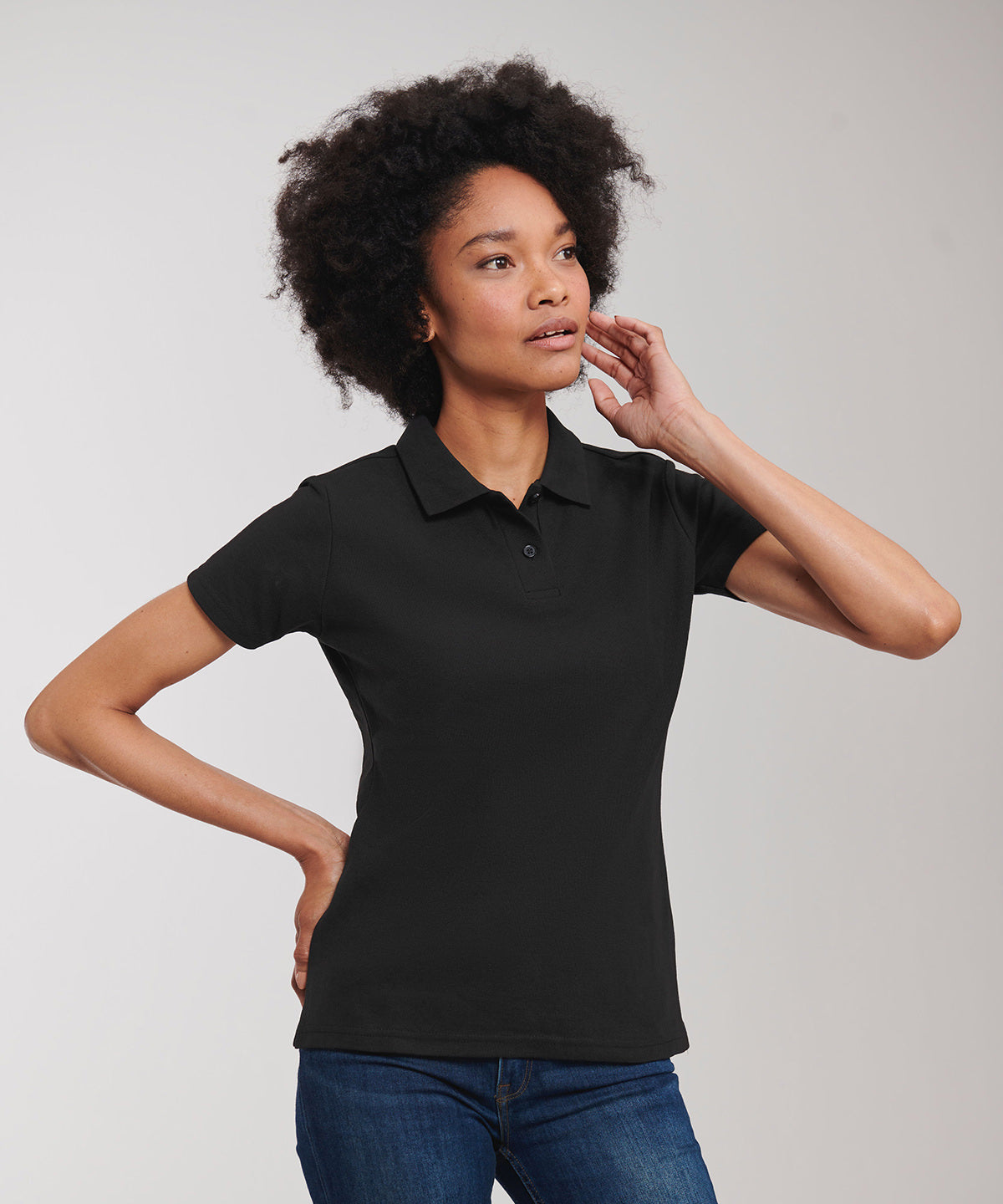 Russell Athletic Women's classic polycotton polo, lifestyle photo