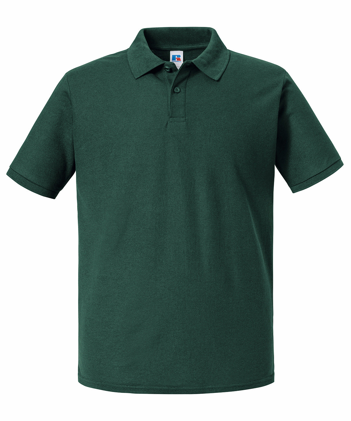 Russell Athletic Authentic eco polo in Bottle Green, front view