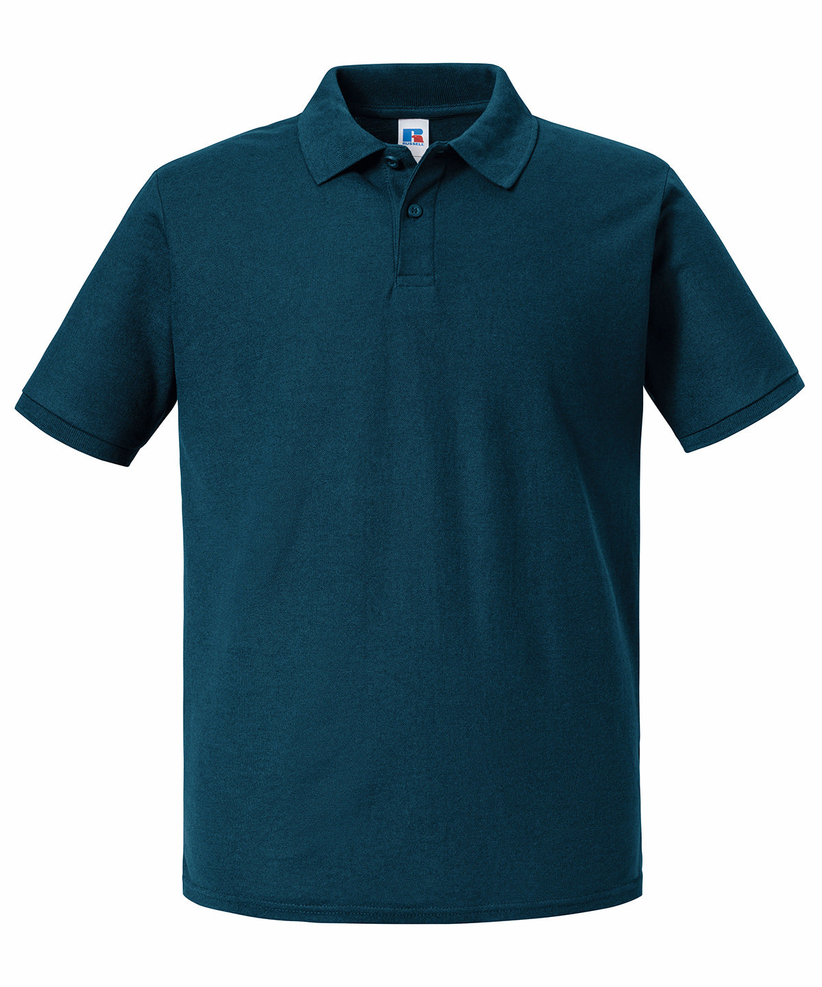 Russell Athletic Authentic eco polo in Petrol Blue, front view