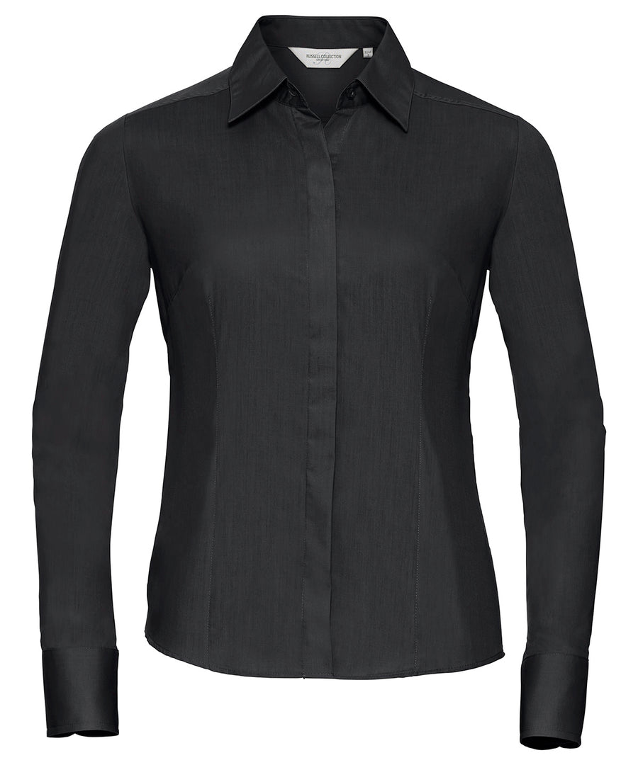 Russell Athletic Collection J924F Women's long sleeve polycotton easycare fitted poplin shirt