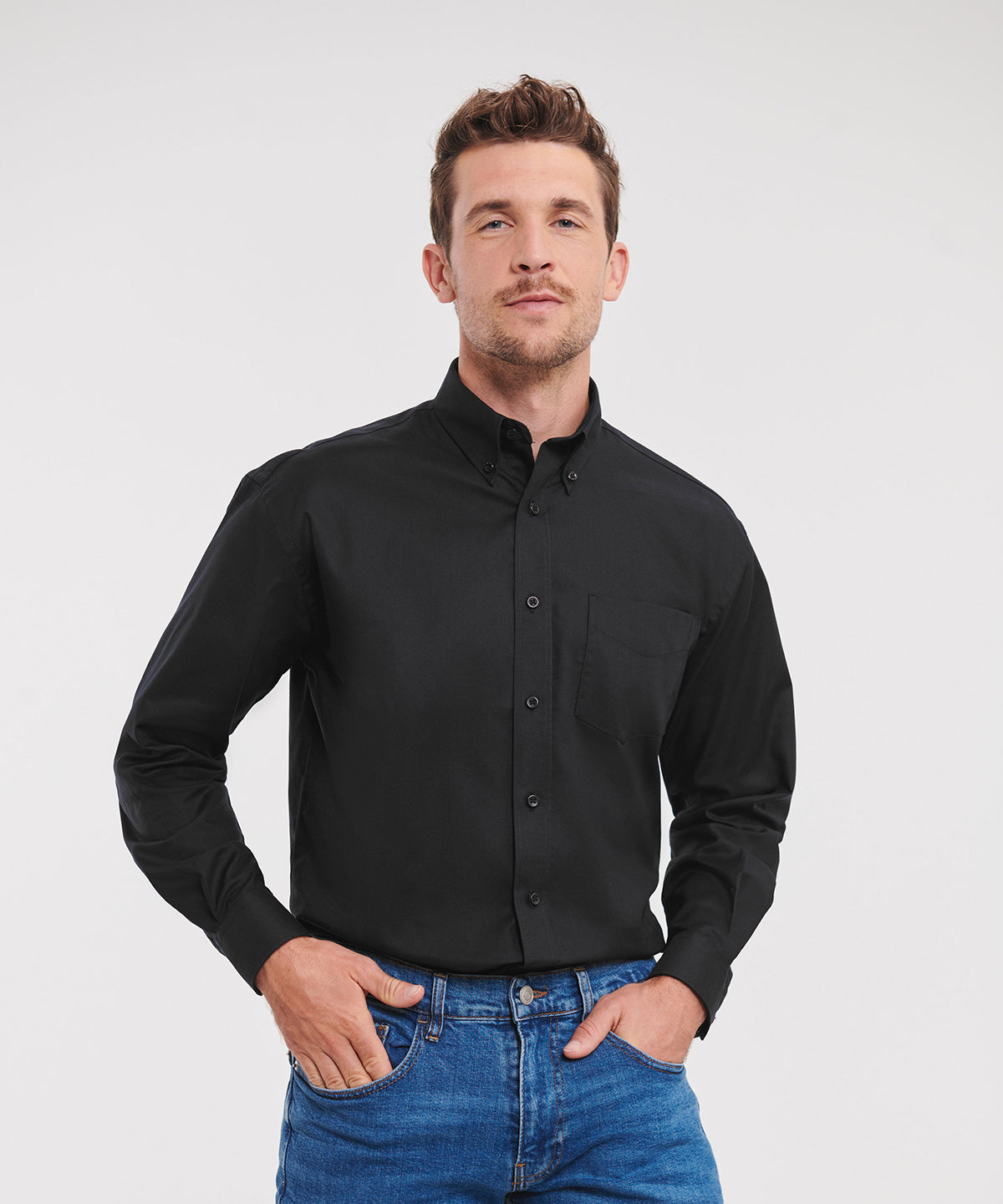 Russell Athletic Collection Long sleeve easycare Oxford shirt, lifestyle photo