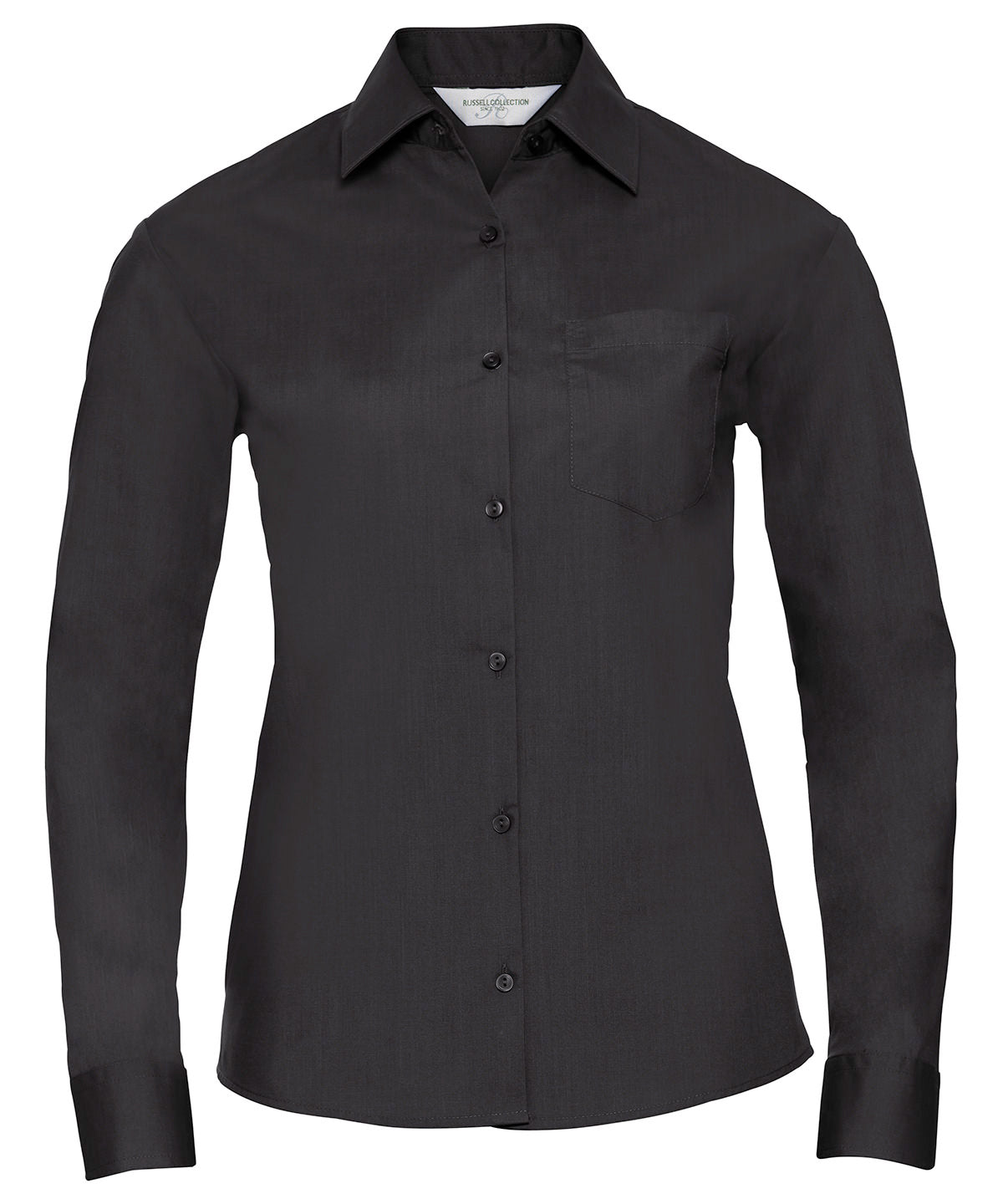 Russell Athletic Collection Women's long sleeve polycotton easycare poplin shirt, lifestyle photo