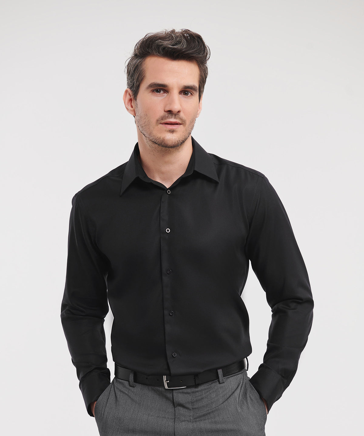 Russell Athletic Collection Long sleeve tailored ultimate non-iron shirt, lifestyle photo