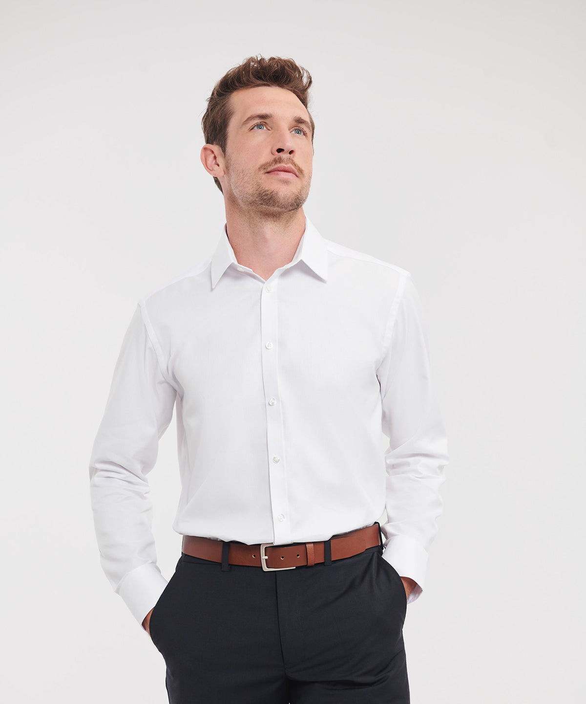 Russell Athletic Collection Long sleeve herringbone shirt, lifestyle photo