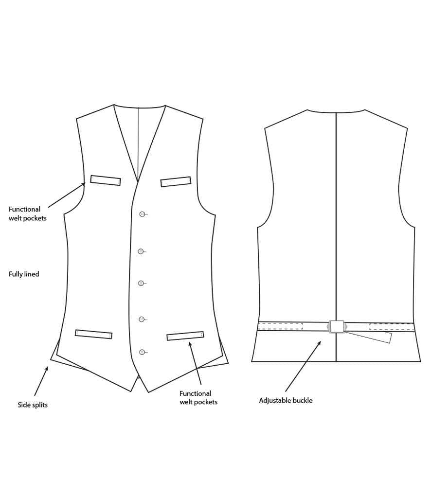 Joseph Alan Waistcoat in Black, front view