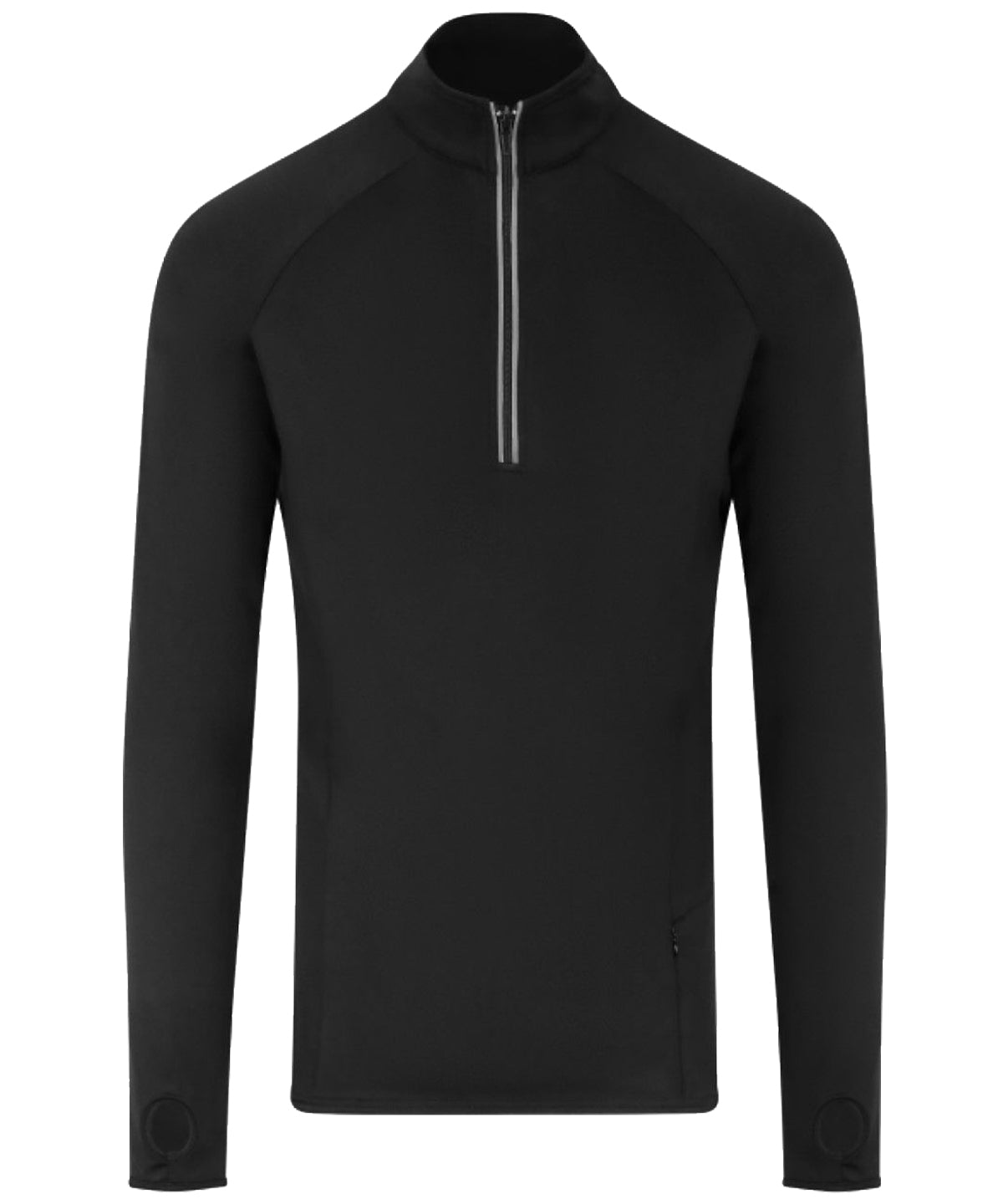 AWDis Just Cool Flex long half-zip top in Jet Black, front view