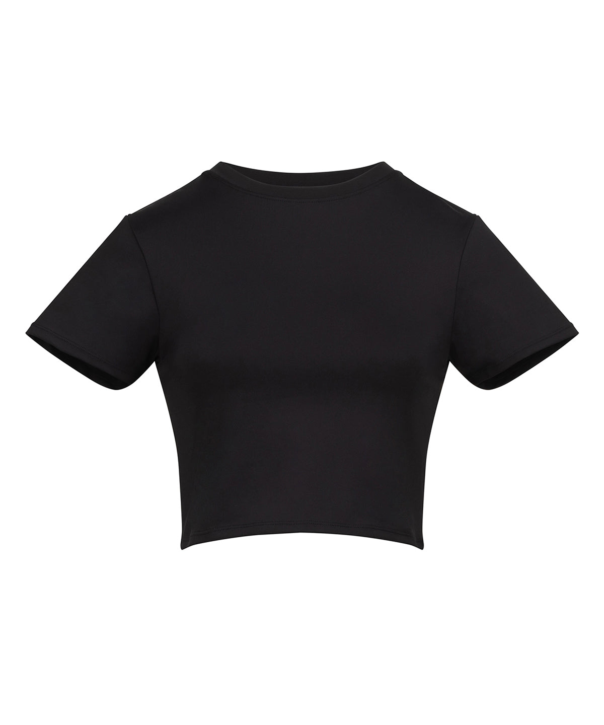 AWDis Just Cool Women’s recycled cropped T in Jet Black, front view