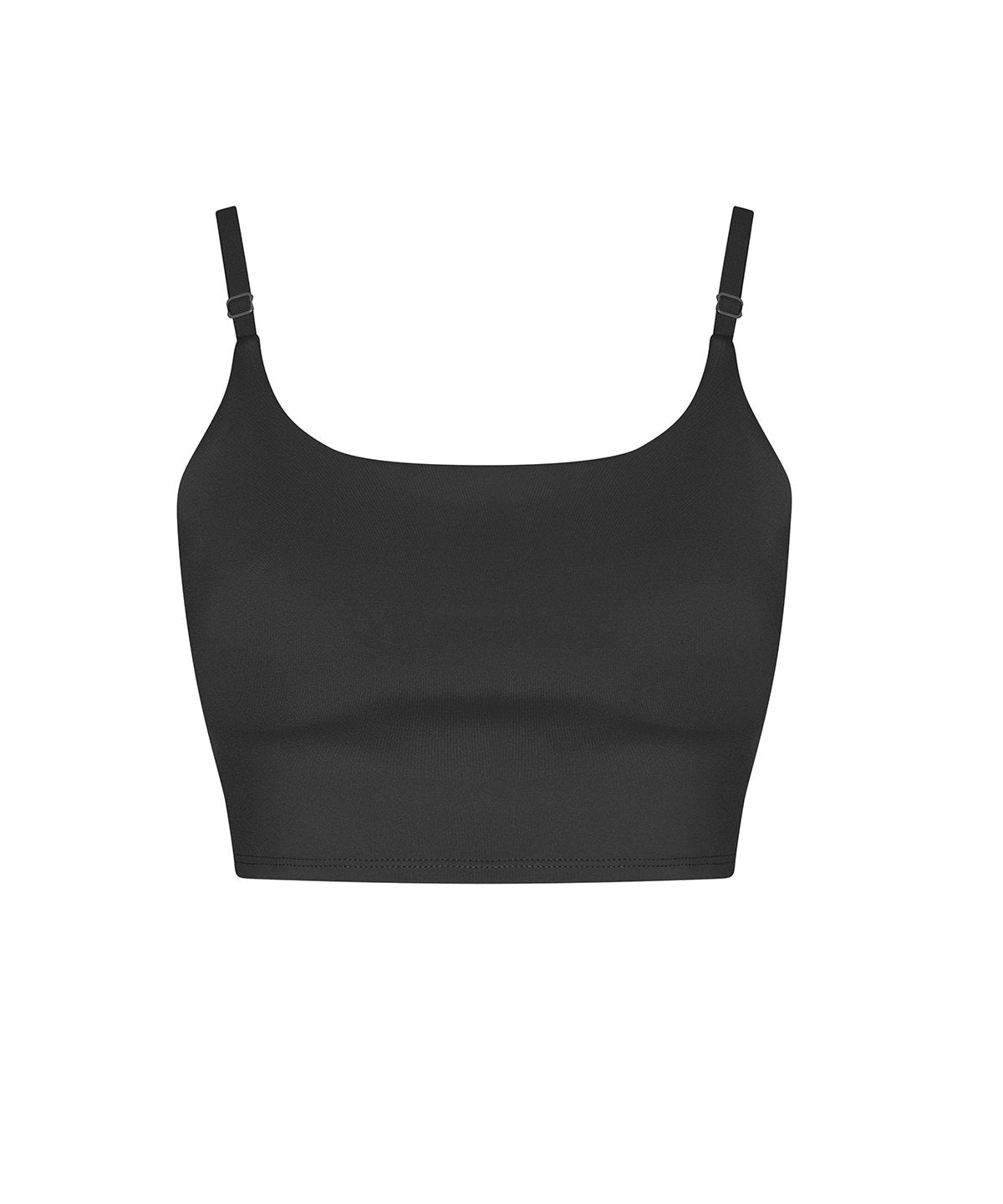 AWDis Just Cool Women’s recycled tech sports bra in Jet Black, front view