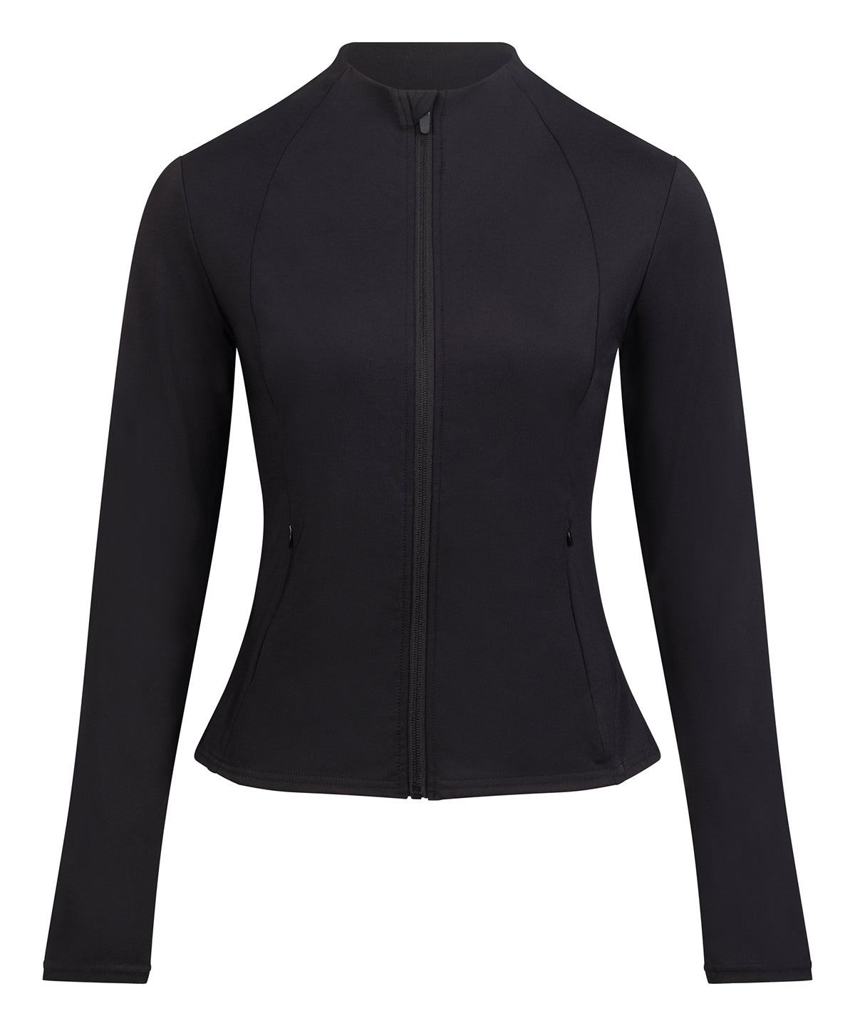 AWDis Just Cool Women’s recycled tech-zip jacket in Jet Black, front view