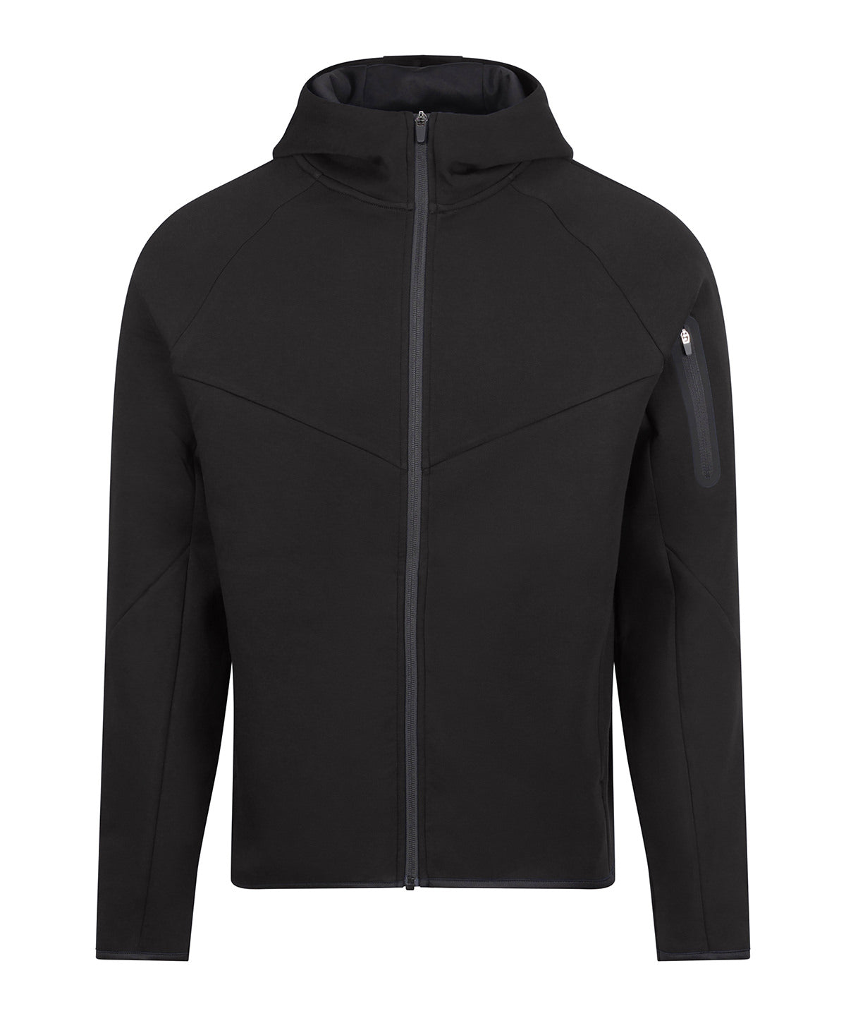AWDis Just Cool Adapt fleece zoodie in Jet Black, front view