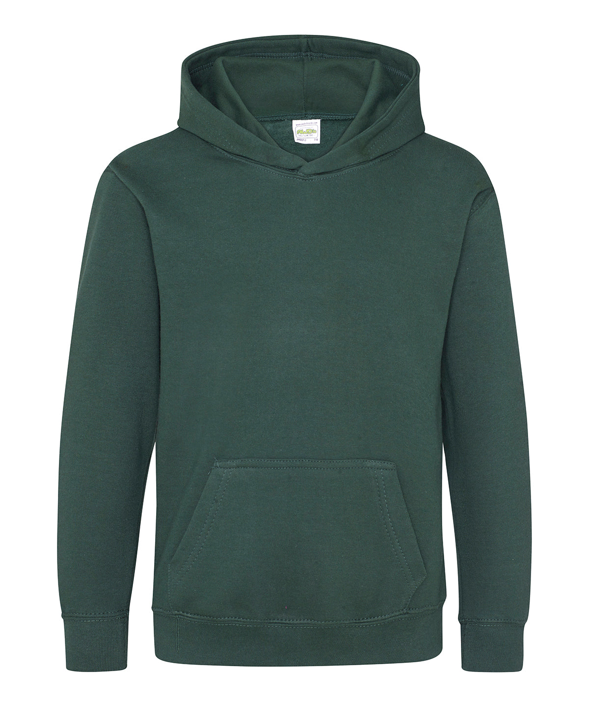 AWDis Just Hoods Kids hoodie in Bottle Green, front view