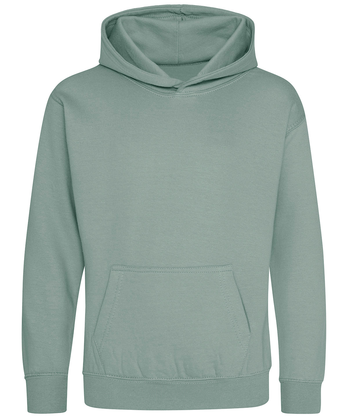 AWDis Just Hoods Kids hoodie in Dusty Green, front view