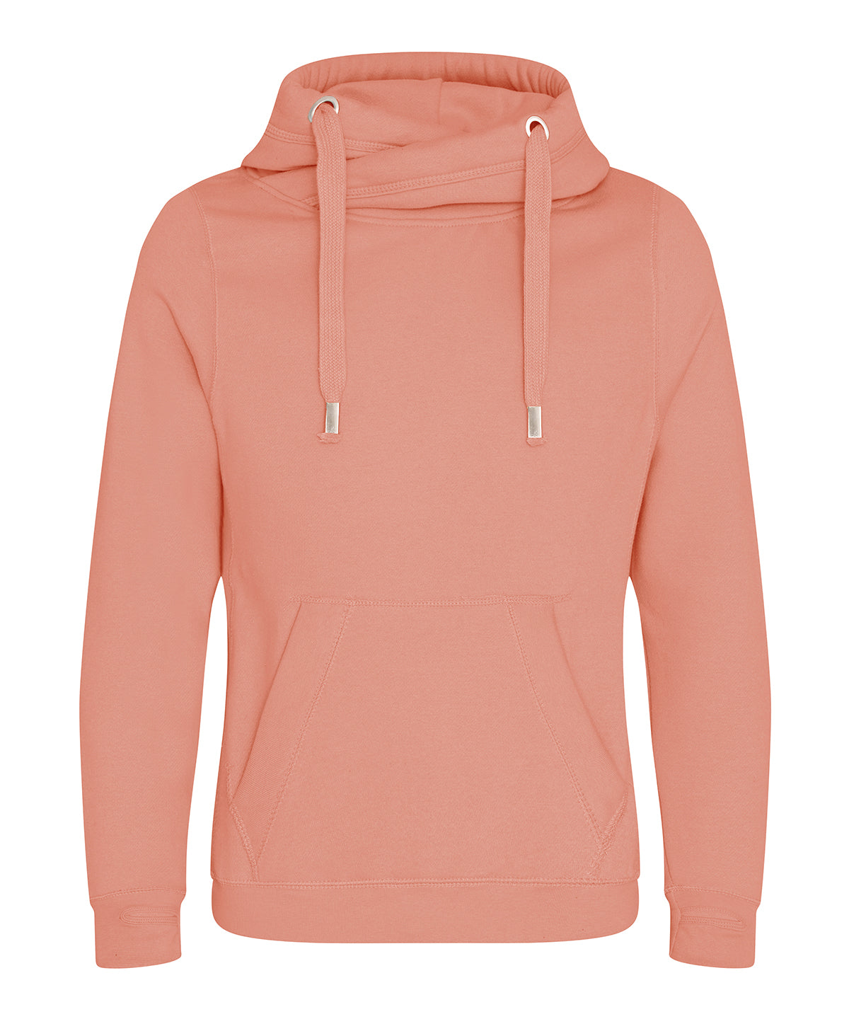 AWDis Just Hoods Cross neck hoodie in Dusty Pink, front view