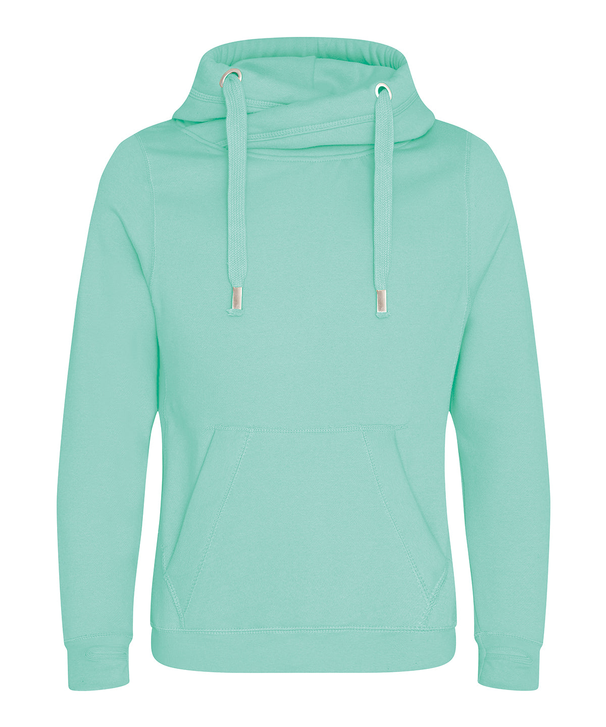 AWDis Just Hoods Cross neck hoodie in Peppermint, front view