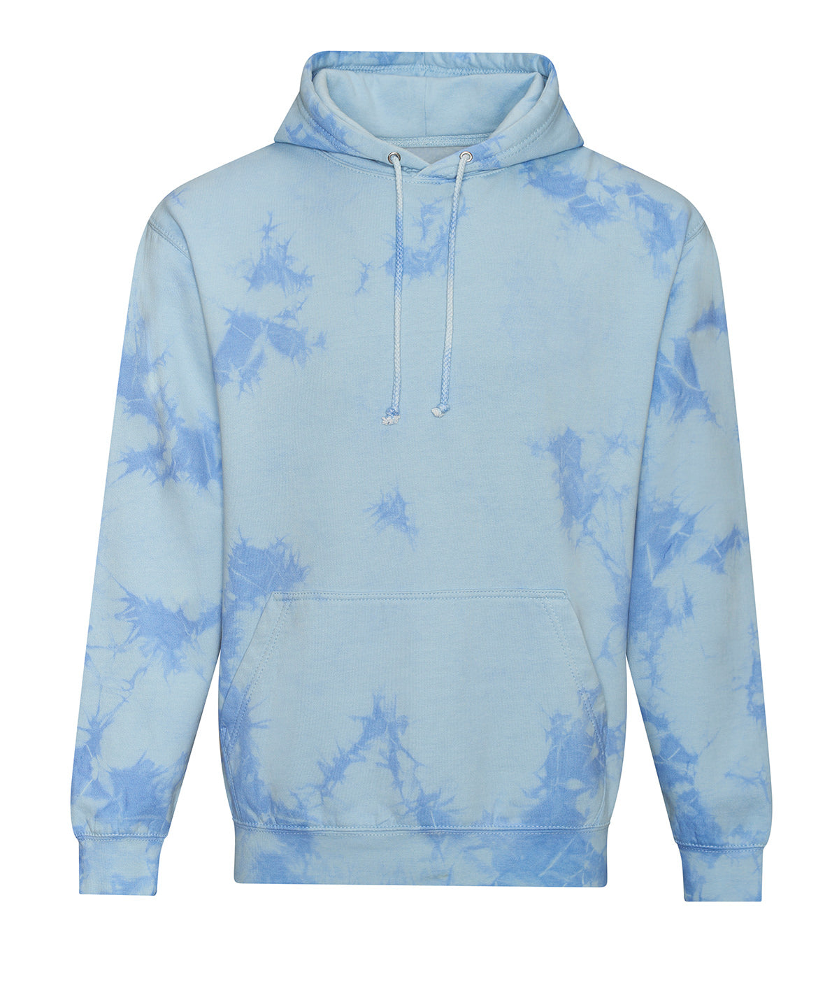 AWDis Just Hoods Tie dye hoodie in Blue Cloud, front view
