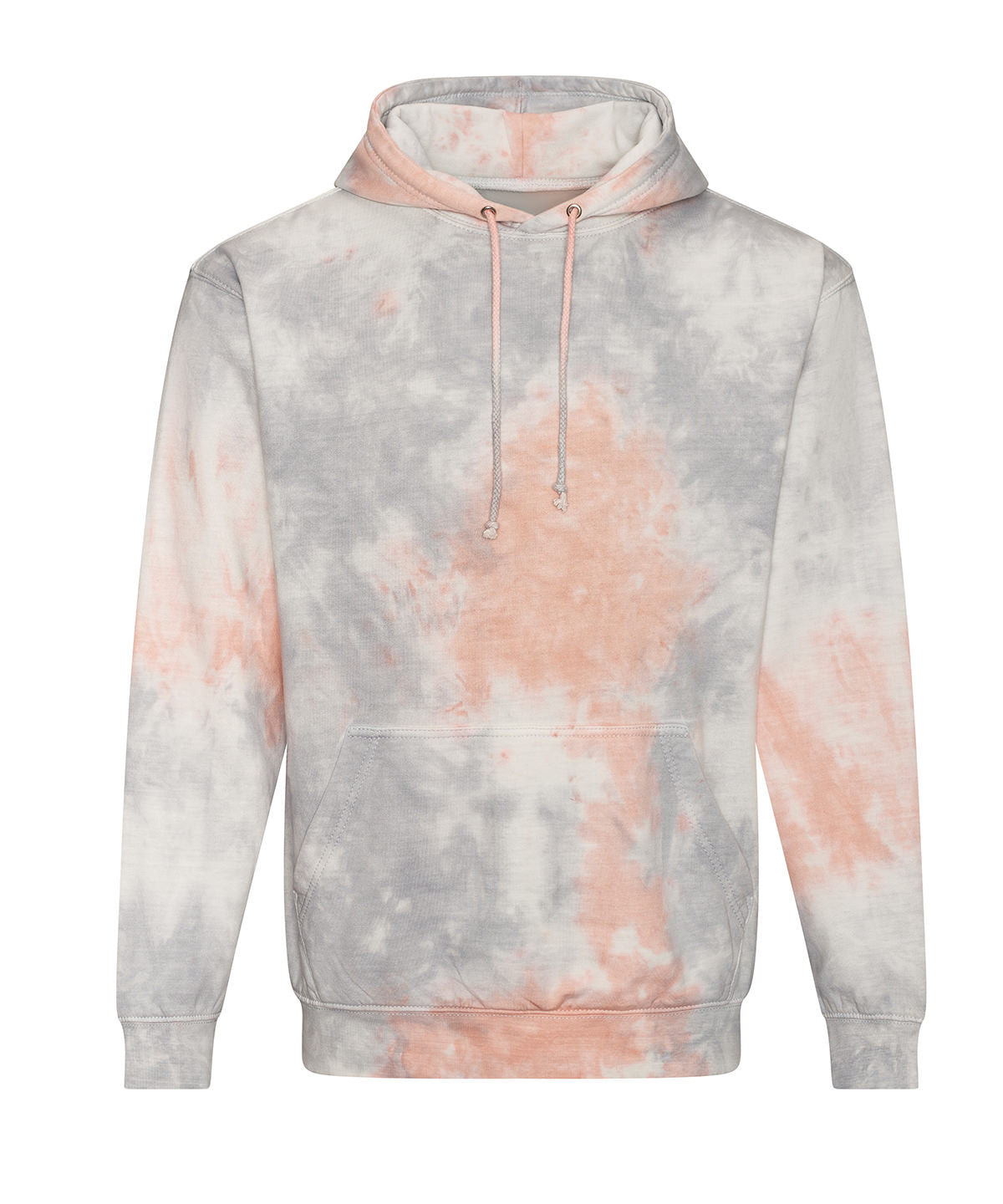 AWDis Just Hoods Tie dye hoodie in Grey Pink Marble, front view