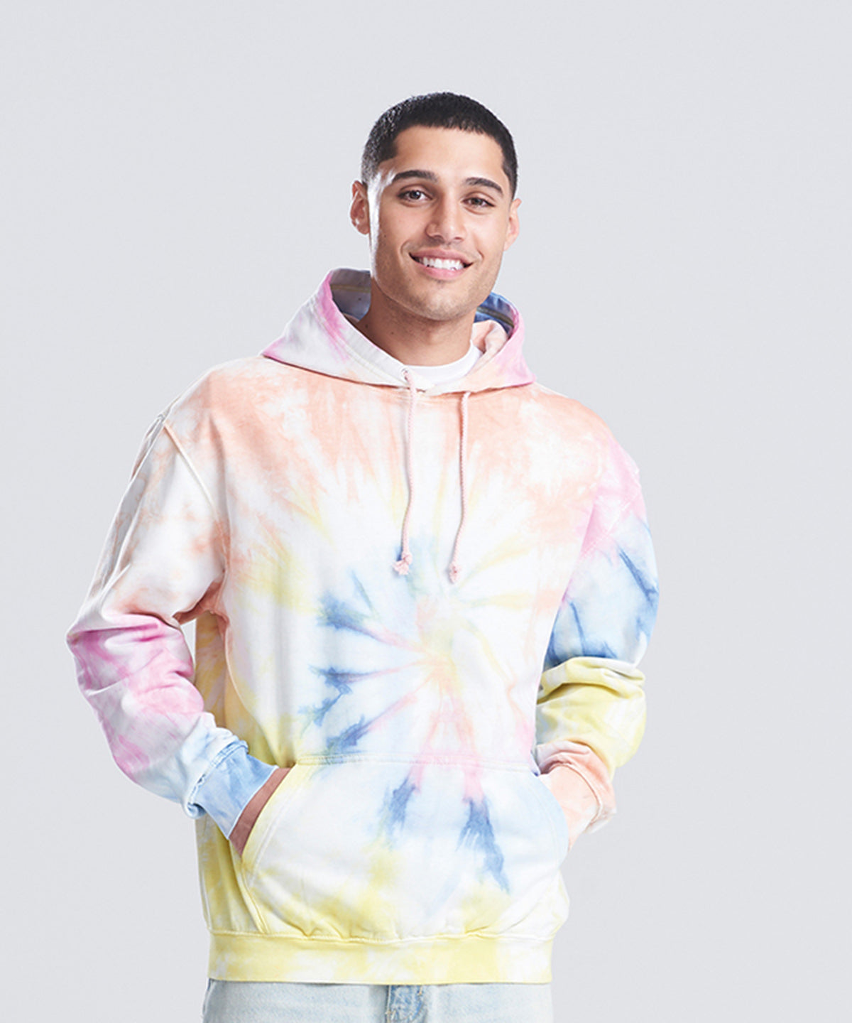 AWDis Just Hoods Tie dye hoodie, lifestyle photo